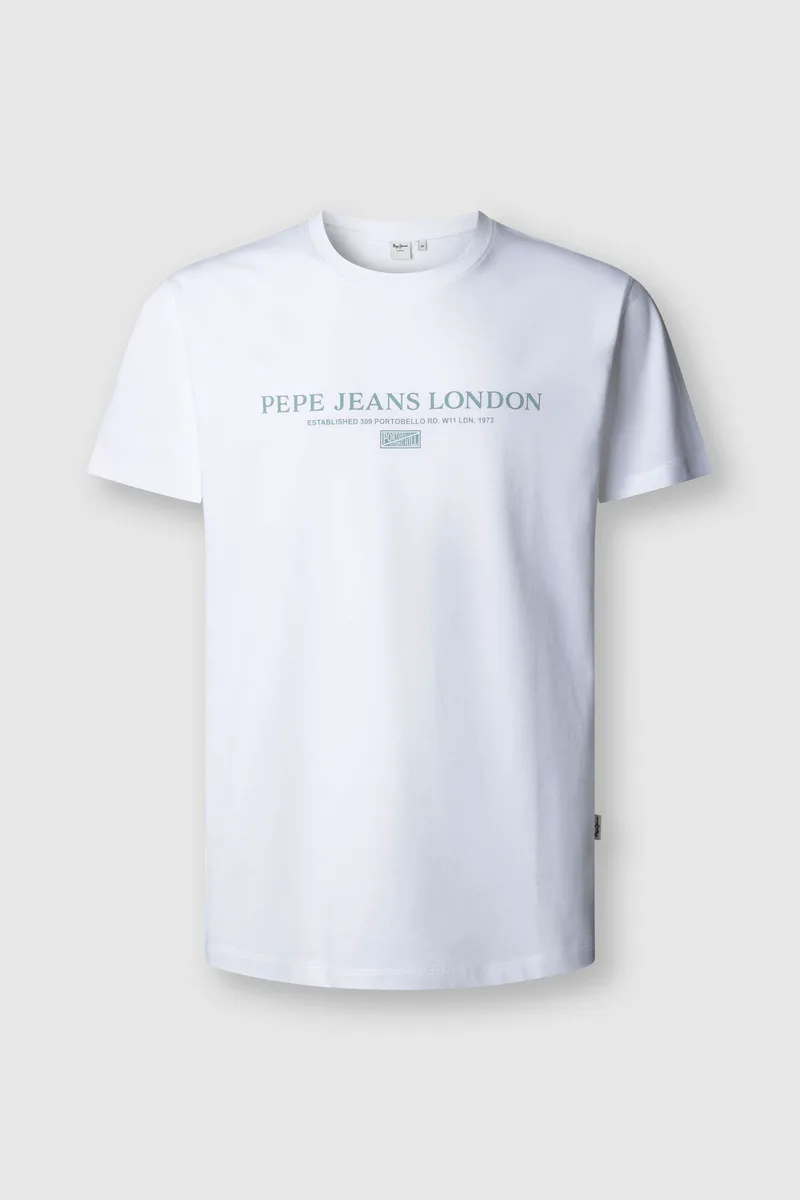 Pepe Jeans ανδρικό T-shirt μονόχρωμο με logo print "Summer" - PM5010309 Λευκό