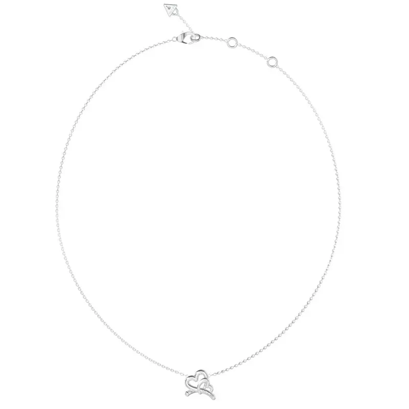 Κολιέ με διπλή καρδιά Guess Love Bites Stainless Steel JUBN06056JWRHT/U JUBN06056JWRHT/U Ατσάλι