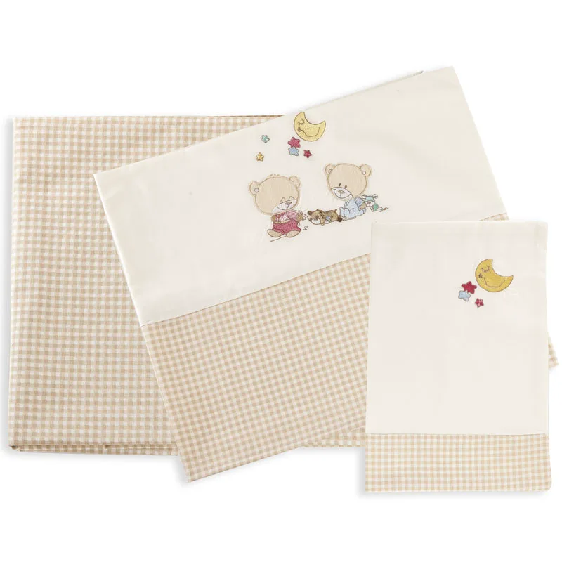 Σεντόνια Κούνιας (Σετ) 120X170 Dimcol Happy Bears 22 Εκρου Χωρίς Λάστιχο (120x170)