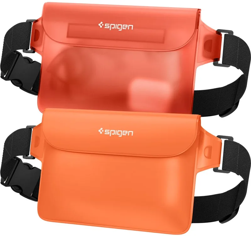 Spigen A620 Aqua Shield Waterproof Pouch Bag - Universal Αδιάβροχη Τσάντα Μέσης - IPX8 - 20 x 12 cm - Sunset / Πορτοκαλί - 2 Τεμάχια (AMP06021)