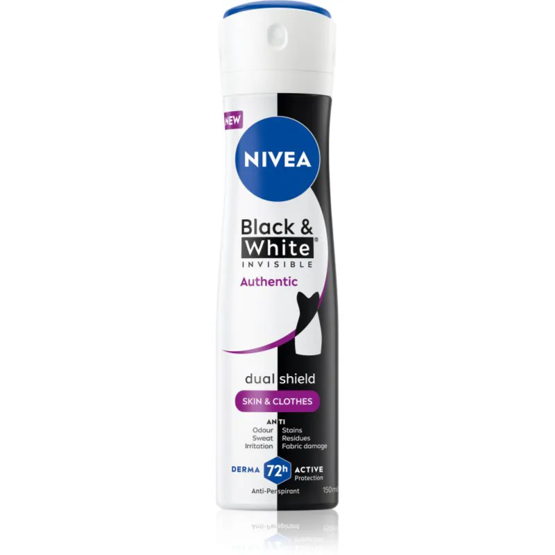 NIVEA Black & White Authentic αντιιδρωτικό σε σπρέι 72 ώρες 150 ml
