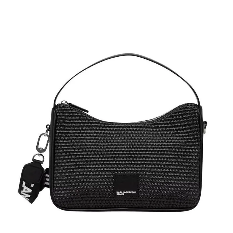 Γυναικεία Raffia Mini Hobo Τσάντα Μαύρη Karl Lagerfeld Jeans B2W30115-999 BLACK