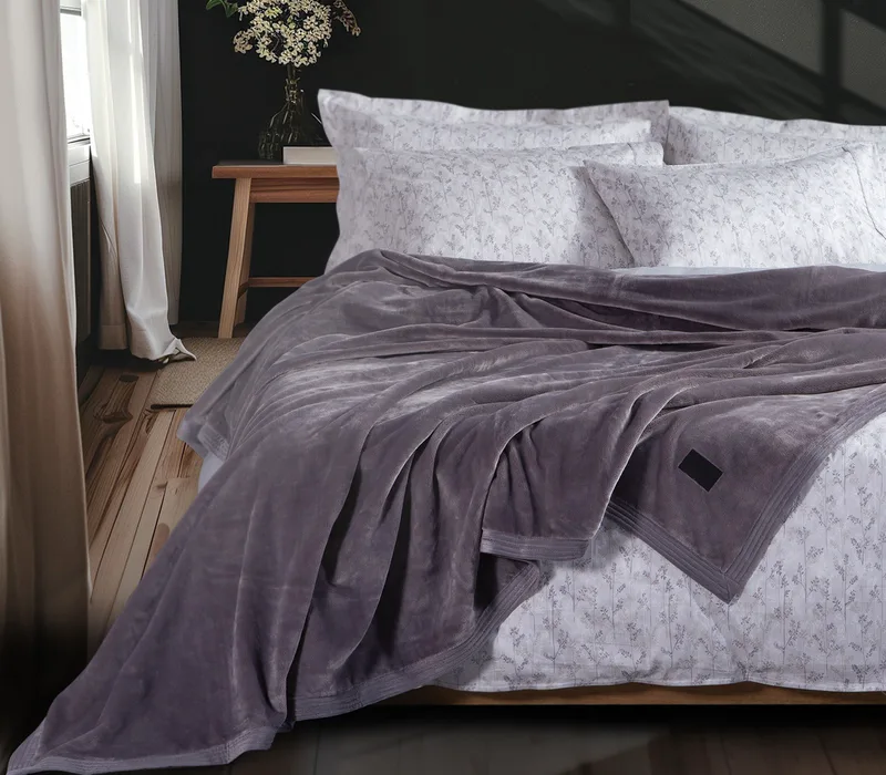 Κουβέρτα Βελουτέ Υπέρδιπλη Nef-Nef Velosso Grey 230x240