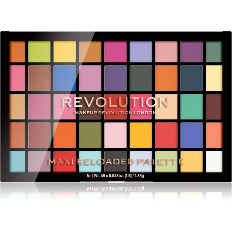 Revolution Maxi Reloaded Palette παλέτα με σκιές ματιών σε πούδρα απόχρωση Monster Mattes 45x1.35 γρ