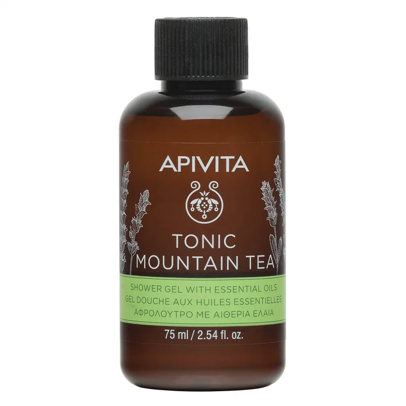 Apivita Tonic Mountain Tea Travel Size Shower Gel With Esssential Oils Αφρόλουτρο με Αιθέρια Έλαια 75ml