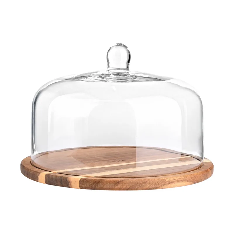 Τουρτιέρα Ξύλινη Με Γυάλινο Καπάκι Allure 29,8x21εκ. Estia 01-36829 (Υλικό: Ξύλο, Χρώμα: Διάφανο ) - estia - 01-36829
