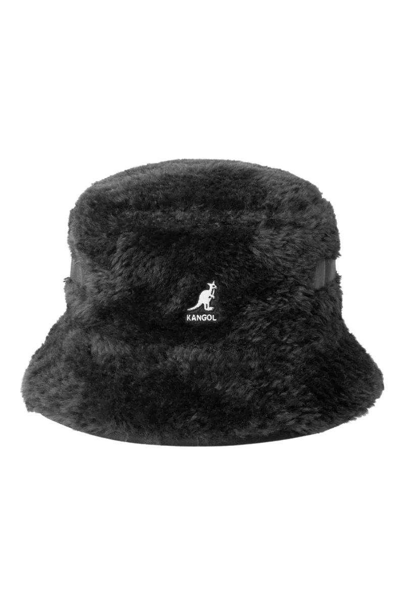 KANGOL Καπέλο FAUX SHEARLING UTILITY BUCKET - ΜΑΥΡΟ-K5355-BLACK