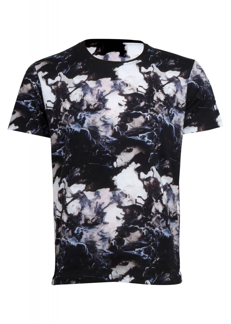 Ανδρικό tshirt με λαιμόκοψη all print. Street Style. ΜΑΥΡΟ