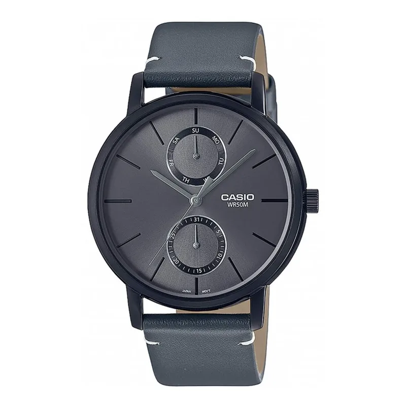 CASIO Collection Grey Leather Strap MTP-B310BL-1AVEF