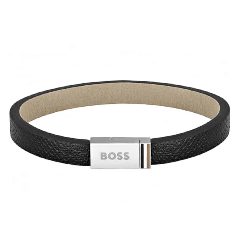 BOSS Ανδρικό Βραχιόλι από Δέρμα και Ατσάλι 1580336S
