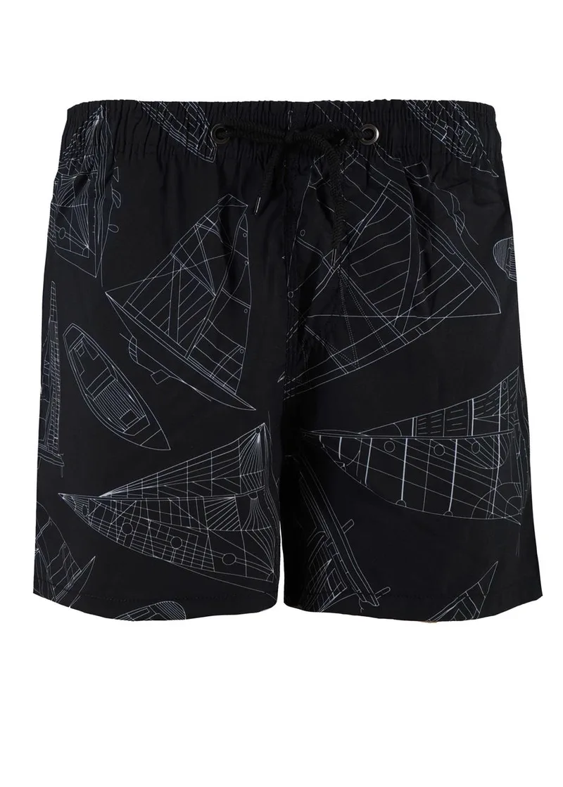 Μαγιό αντρικό σόρτς τσέπη boat print. Summer collection ΜΑΥΡΟ