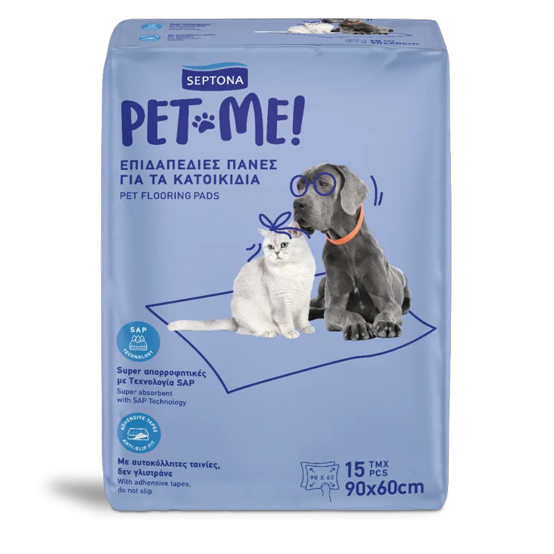 Septona Pet Me! Επιδαπέδιες Πάνες Κατοικίδιων 90*60cm 15τμχ