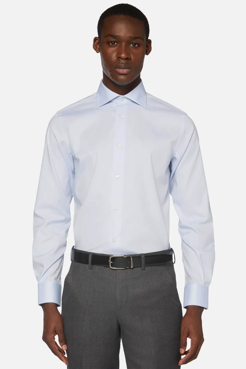 Boggi Milano ανδρικό πουκάμισο μονόχρωμο Regular Fit - BO24C004202 Σιελ
