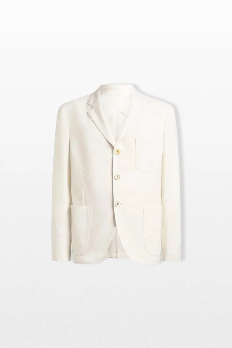 ETRO Ανδρικό Μπεζ Single Breasted Basketweave Blazer