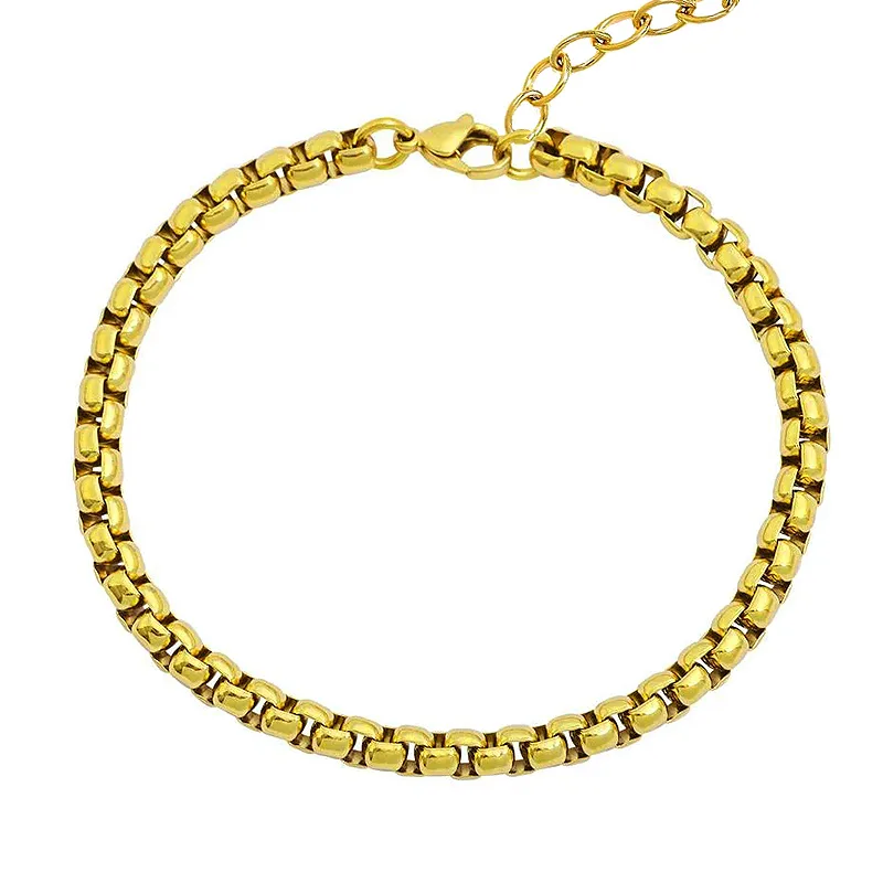 Jt Unisex μοντέρνα ατσάλινη αλυσίδα χεριού boxchain 3.5mm Χρυσό