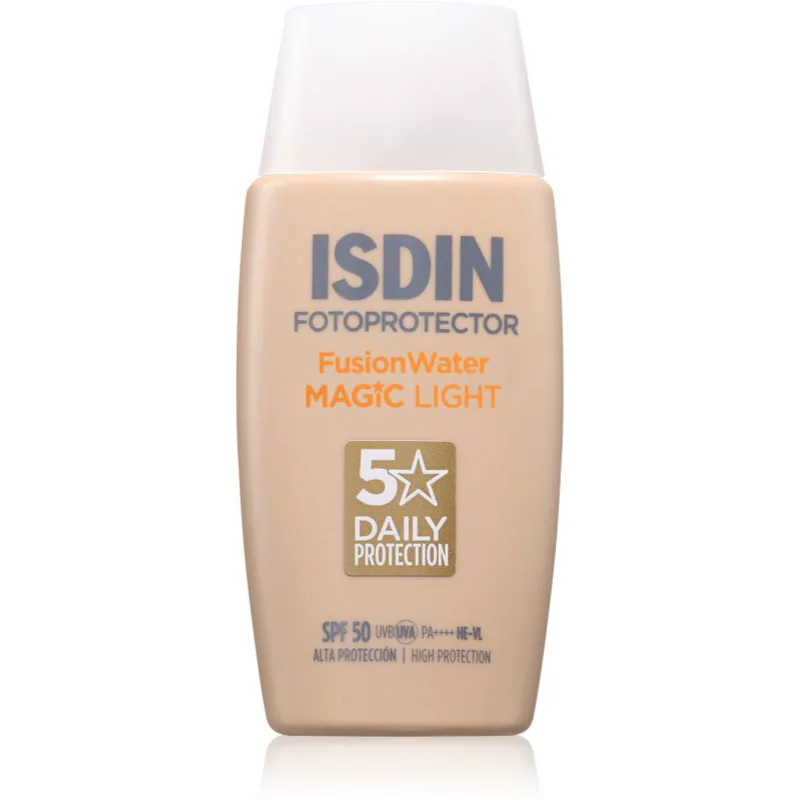 ISDIN Fotoprotector FusionWater Magic Light αντηλιακό υγρό για πρόσωπο SPF 50 απόχρωση light 50 ml