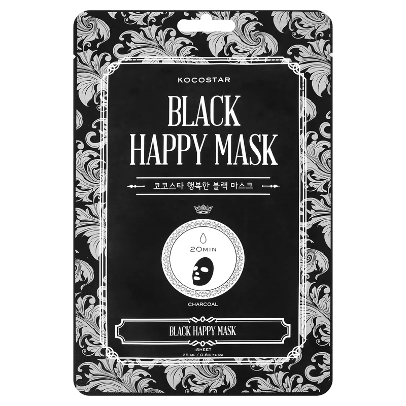Vican Kocostar Black Happy Face Mask Εμποτισμένη Μάσκα Καθαρισμού με Άνθρακα για Όλους τους Τύπους Δέρματος 1 Τεμάχιο