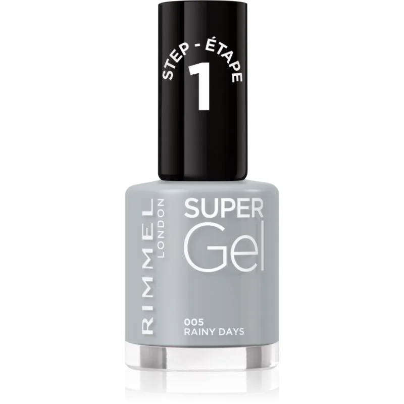 Rimmel Super Gel τζελ βερνίκι νυχιών χωρίς τη χρήση των UV/LED λαμπτήρων απόχρωση 005 Rainy Days 12 ml