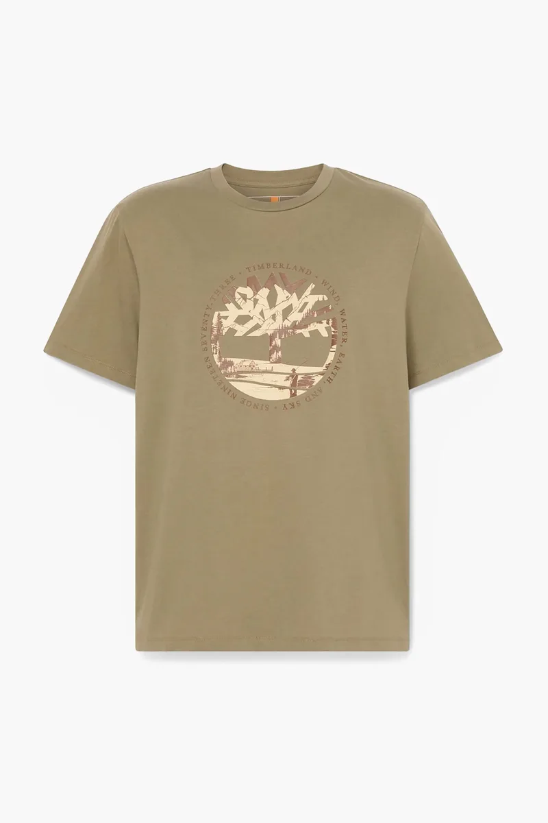 Timberland ανδρικό T-shirt με graphic tree logo Regular Fit "Lake House" - TB0A5MVRB391 Λαδί