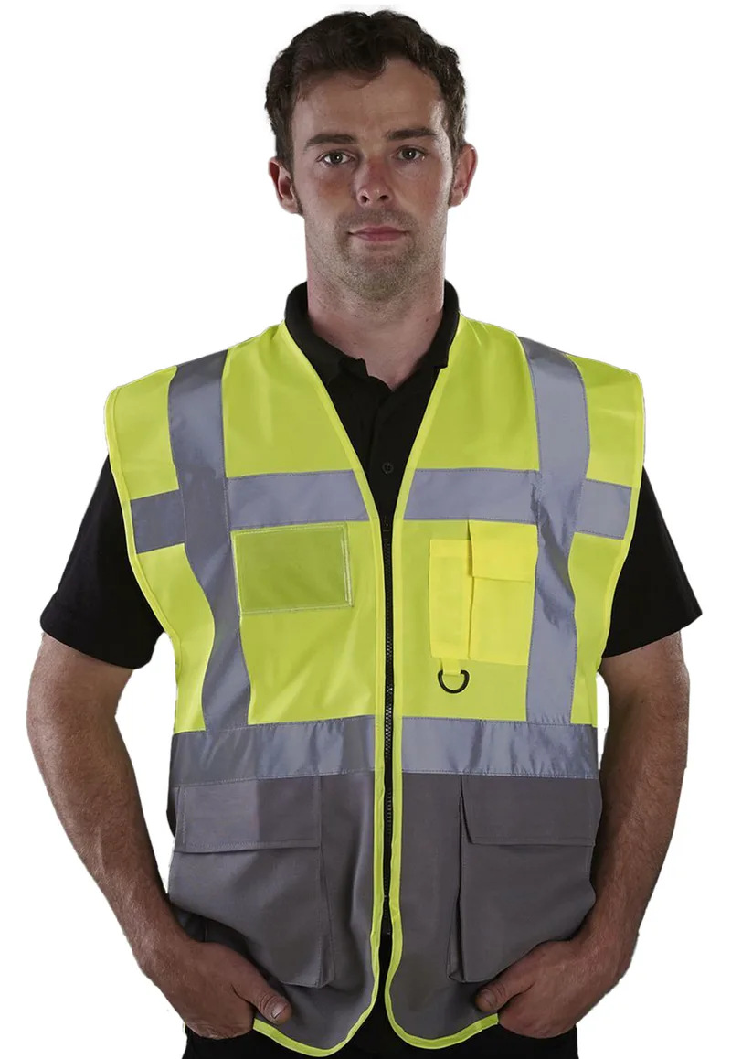 Γιλέκο με ανακλαστικές ταινίες Yoko HVW801 Fluo Yellow/Grey
