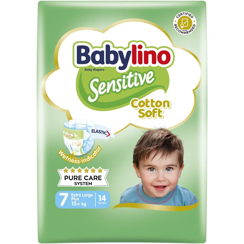 Babylino Sensitive Cotton Soft Extra Large Plus Νο7 (15+kg) 14 Τεμάχια