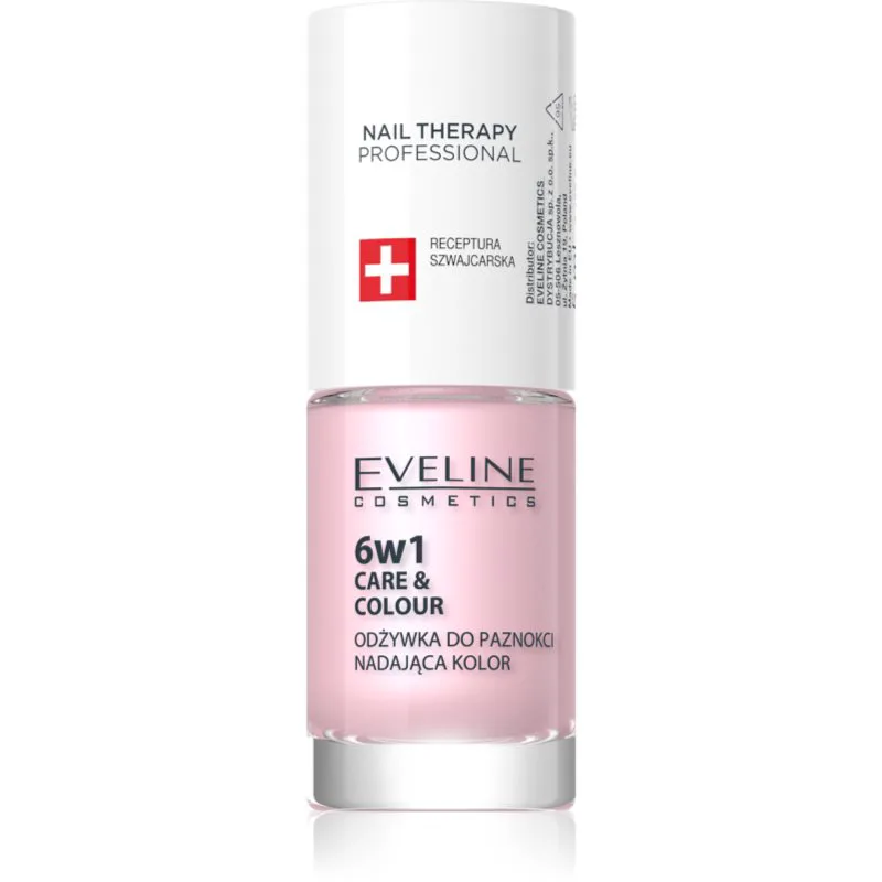 Eveline Cosmetics Nail Therapy Care & Colour μαλακτικό για τα νύχια 6 σε 1 απόχρωση Ροζ 5 ml