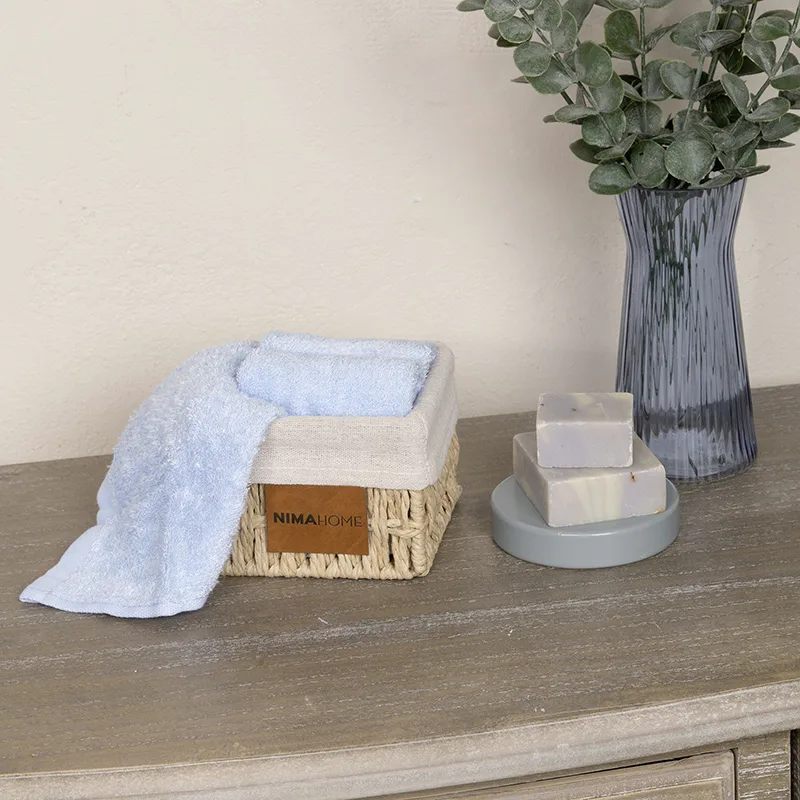 Καλαθάκι με 3 τεμάχια Λαβέτες 25X25 Nima Bamboo Bloom Light Blue (25x25)