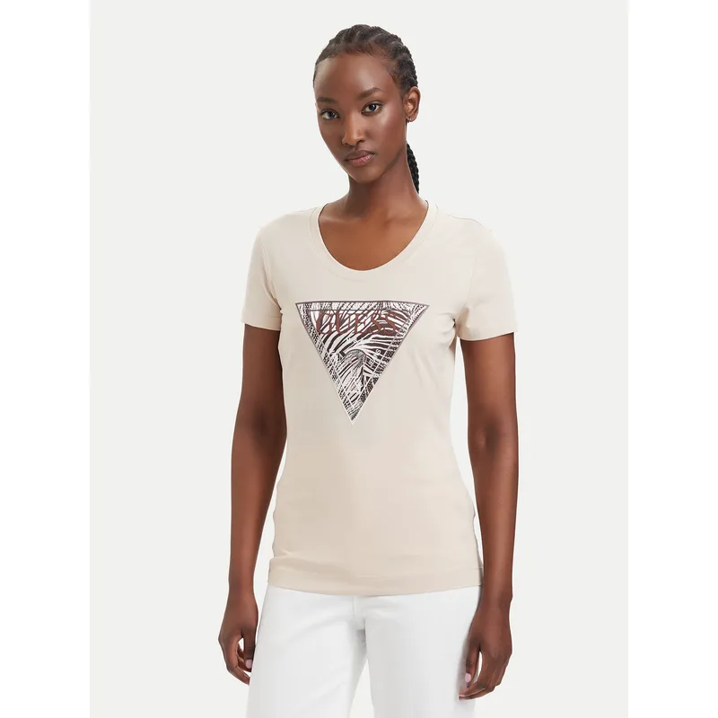 Guess T-Shirt 182454 Μπεζ Classic Fit