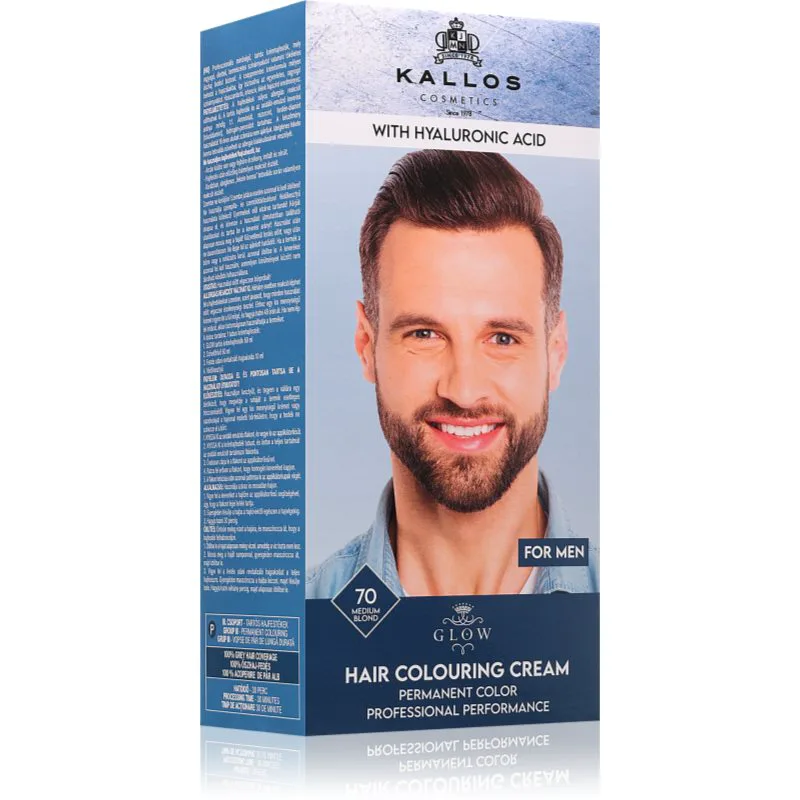 Kallos Glow Lasting Cream Colour μόνιμη βαφή μαλλιών για άντρες απόχρωση Medium Blond 60 ml