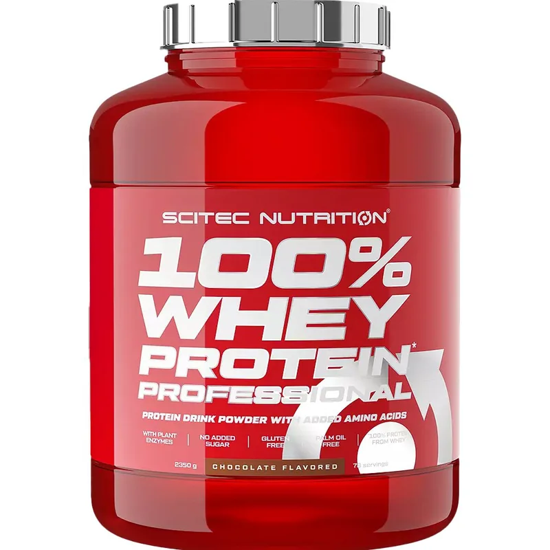 Scitec Nutrition 100% Whey Protein Professional Συμπλήρωμα Διατροφής με Καθαρή Πρωτεΐνη Ορού Γάλακτος Εμπλουτισμένη με Αμινοξέα & Γλουταμίνη 2350g - Chocolate