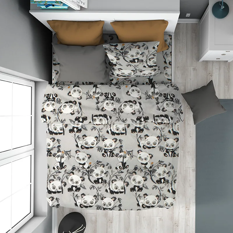 Παπλωματοθήκη Φανελένια Μονή 160X240 Dimcol Panda Bear 96 (160x240)