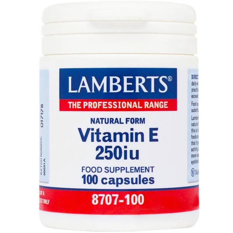 Lamberts Vitamin E Συμπλήρωμα Διατροφής Βιταμίνης Ε Φυσικής Μορφής Κατά του Οξειδωτικού Στρες 250iu, 100caps