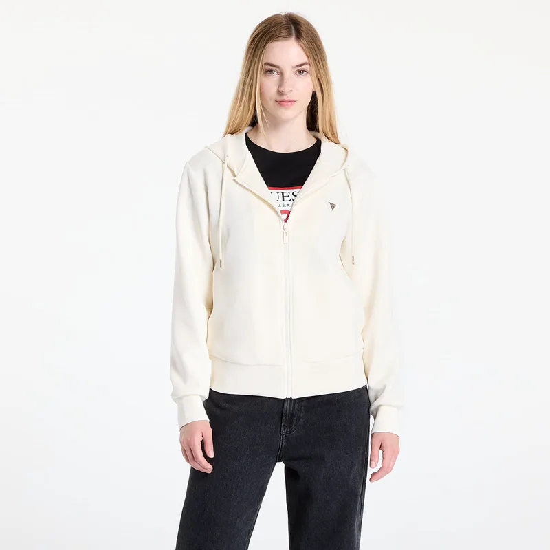 Φούτερ GUESS Olympe Full Zip Hoodie Sweatshirt Cream L