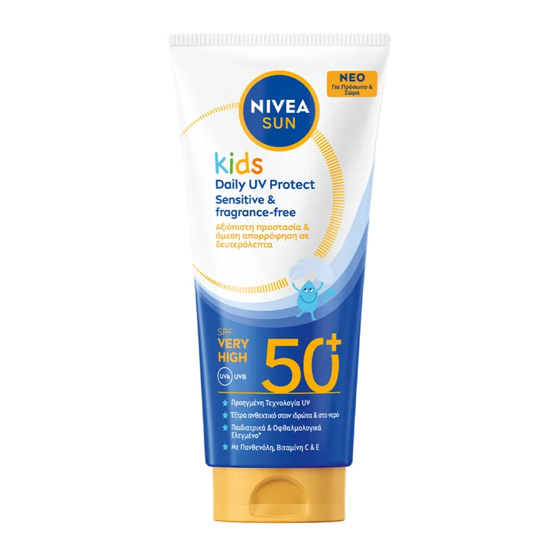 Kids Daily UV Protect Αντιηλιακό Για ευαίσθητο Δέρμα και Χωρίς Άρωμα SPF50+ 100ml