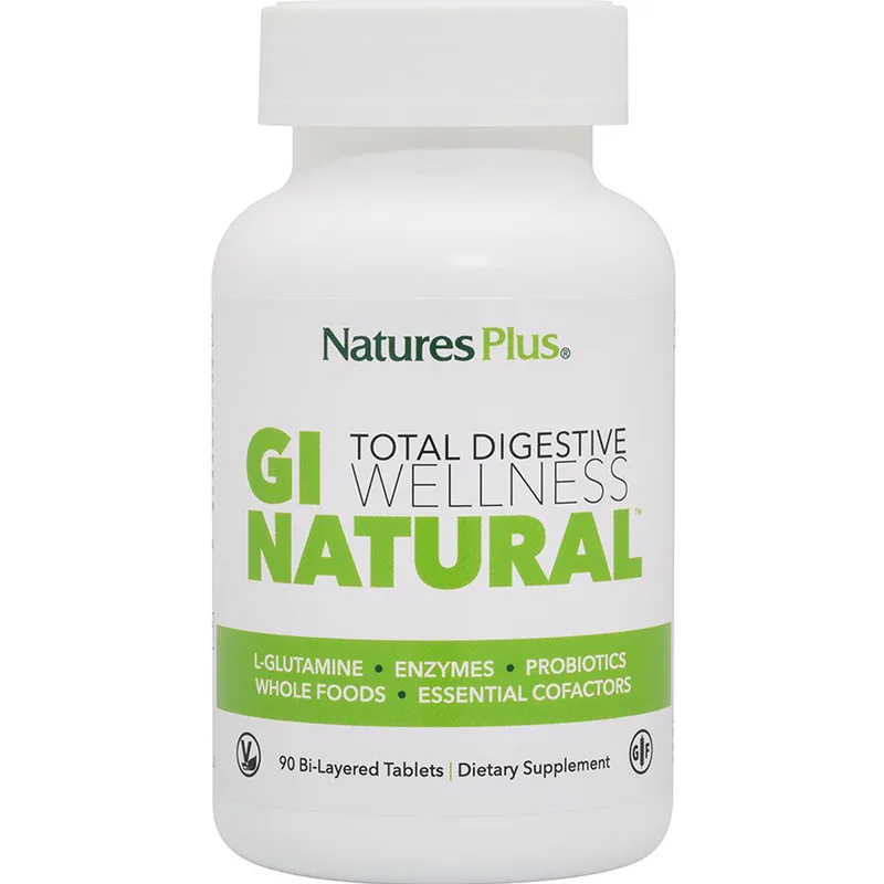 Natures Plus Gi Natural Total Digestive Wellness Συμπλήρωμα Διατροφής Προβιοτικών, Πρεβιοτικών & Ενζύμων για την Καλή Λειτουργία του Γαστρεντερικού Συστήματος & Ενίσχυση της Λειτουργίας της Πέψης 90tabs