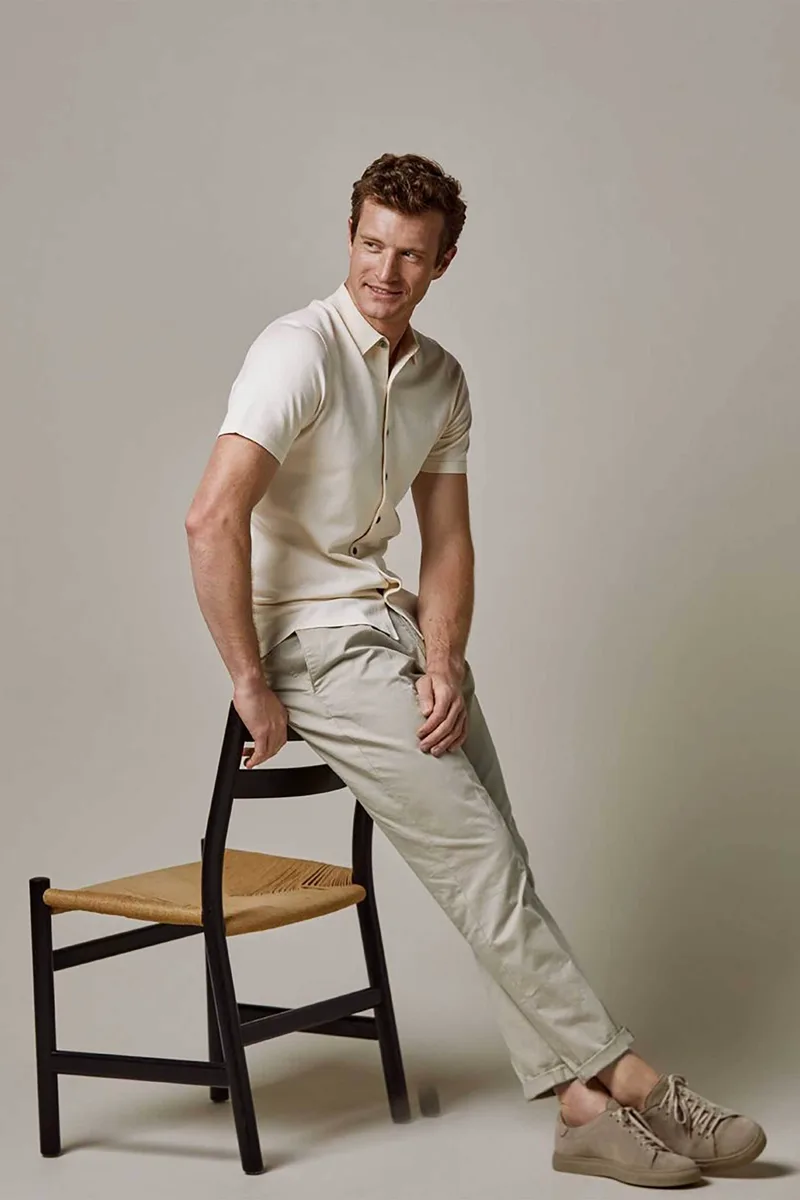 Profuomo ανδρικό chino παντελόνι μονόχρωμο Relaxed Fit "828" - PPVQ10024A Μπεζ