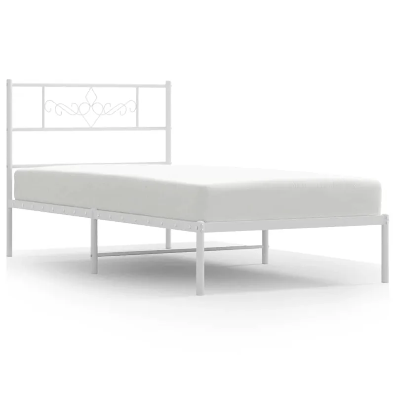 vidaXL Πλαίσιο Κρεβατιού με Κεφαλάρι Λευκό 100 x 200 εκ. Μεταλλικό