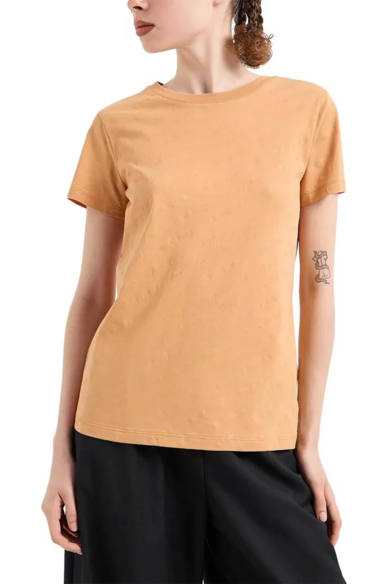 Armani Exchange γυναικείο T-shirt με all-over logo print Regular Fit - 6DYT49YJ3RZ Μουσταρδί