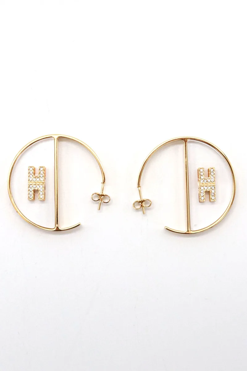ELISABETTA FRANCHI ΣΚΟΥΛΑΡΙΚΙΑ ΚΡΙΚΟΙ STRASS LOGO ΧΡΥΣΟ