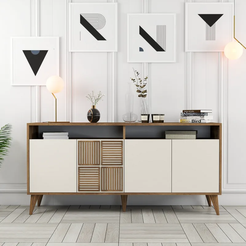 Κονσόλα Milan 160 - Walnut, Cream 845Hct5333 (160x78x35)
