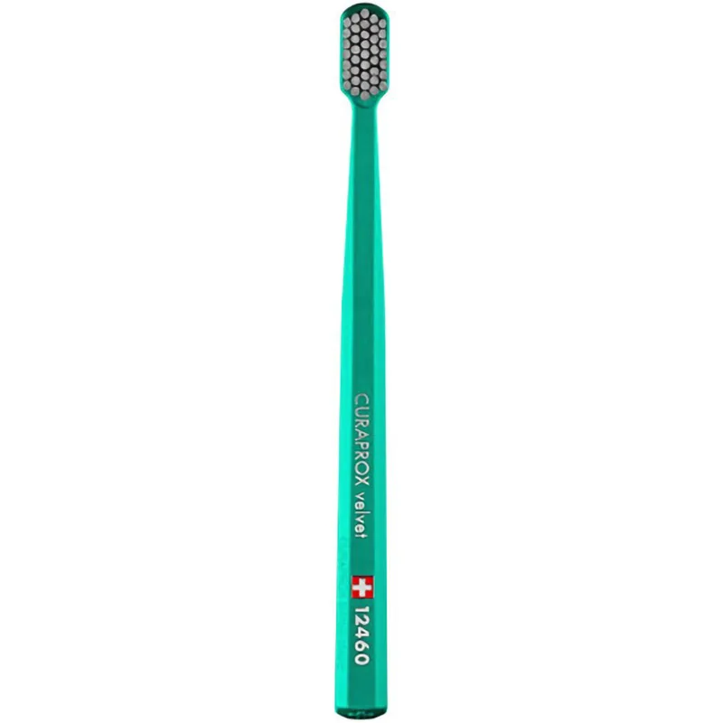 Curaprox CS 12460 Velvet Toothbrush Οδοντόβουρτσα με Εξαιρετικά Απαλές & Πυκνές Ίνες Curen για Πολύ Ευαίσθητα Δόντια 1 Τεμάχιο - Πράσινο / Γκρι