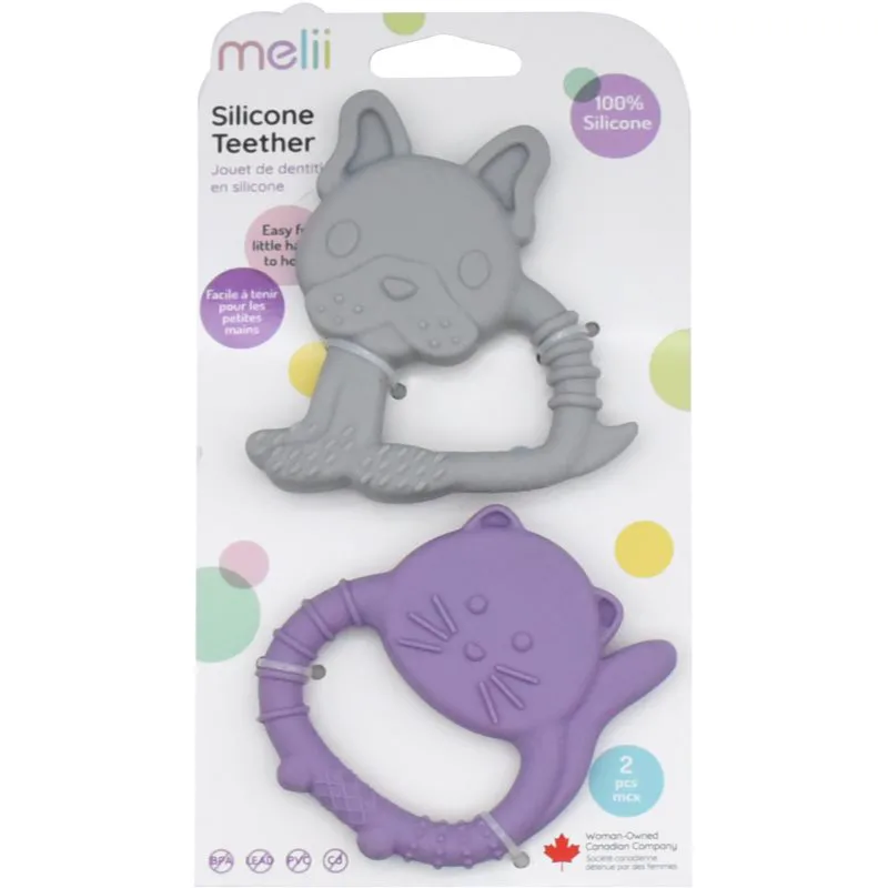 Melii Teethers μασητικό Bulldog & Cat 2 τμχ