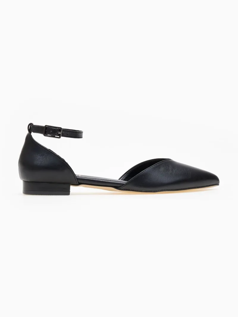 TFP Pointed Ballerinas Ankle Strap - 2 - Black