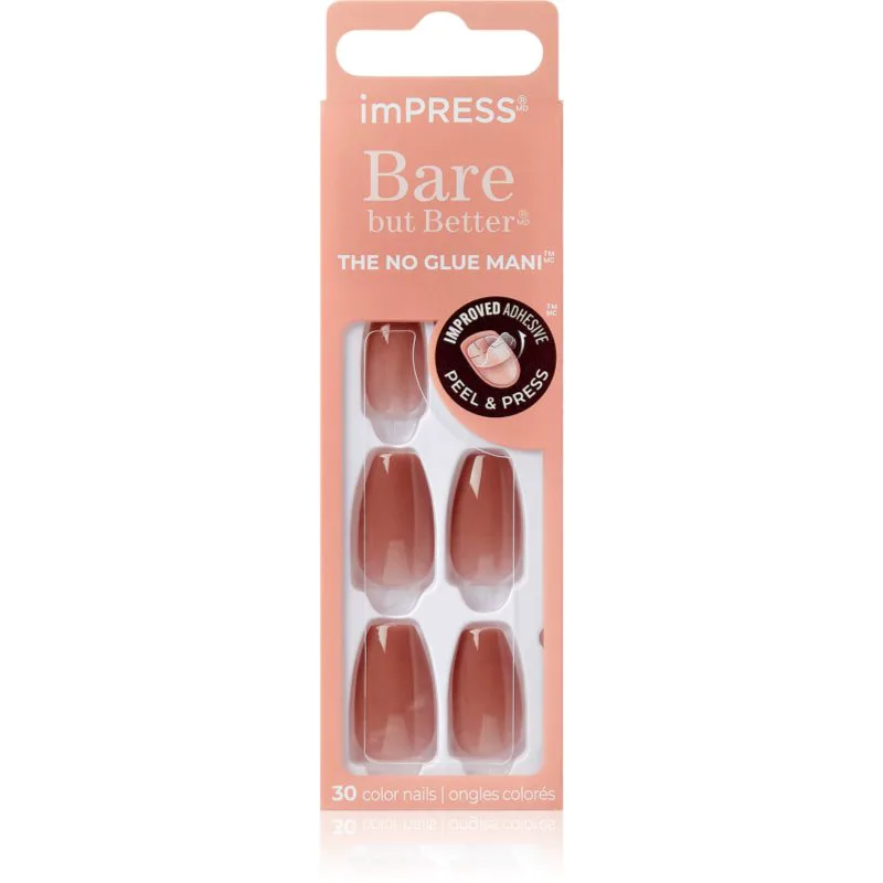 KISS imPRESS Bare but Better Ψεύτικα νύχια αυτοκόλλητα Flare 30 τμχ