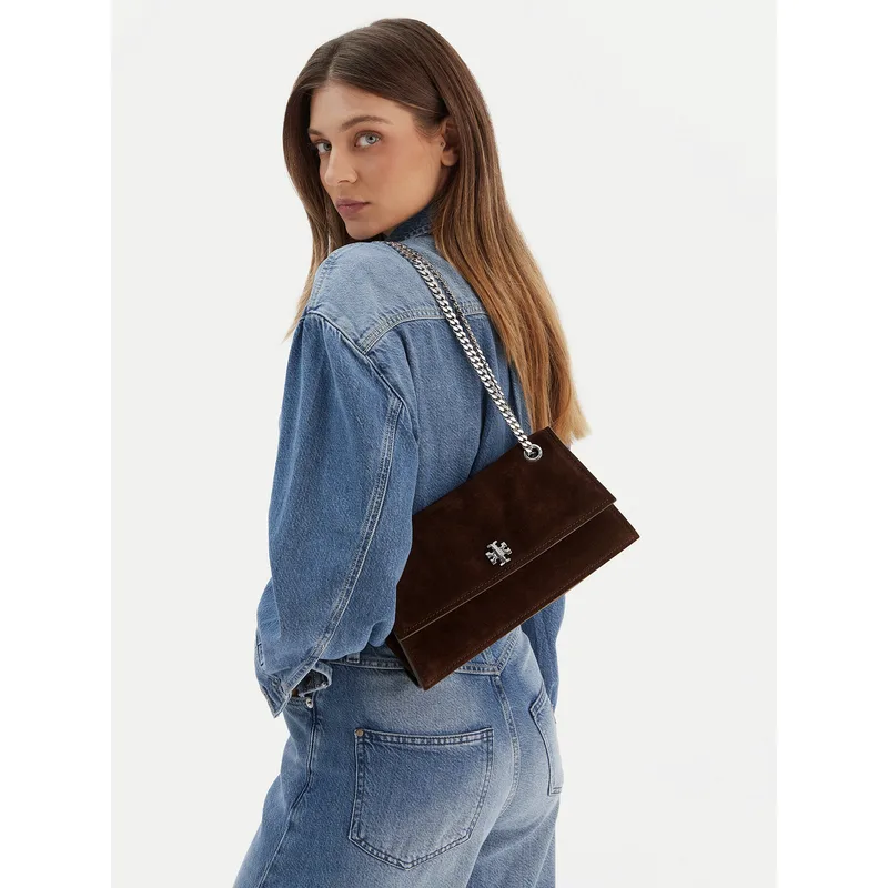 Τσάντα Tory Burch Kira Turnlock Suede Shouldr Bag 169176 Καφέ