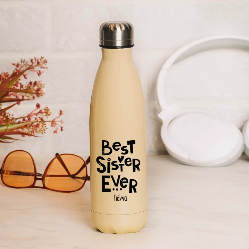 Best Sister Ever - Μπουκάλι Θερμός 500ml - Κίτρινο