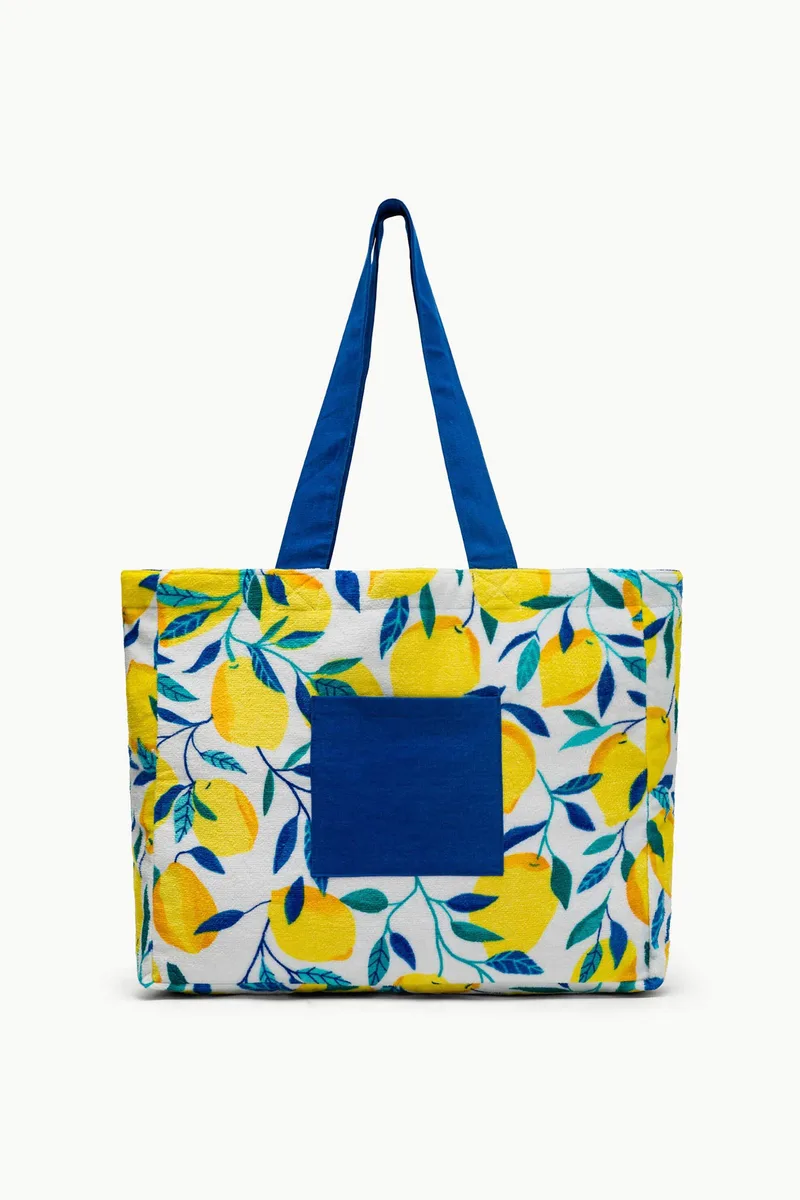 Coincasa γυναικεία shopper bag με lemon print - 007490218 Λευκό - Μπλε