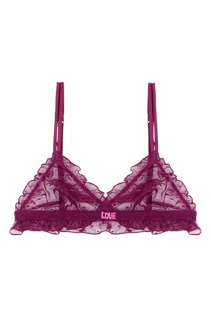 Love Stories γυναικείο τριγωνικό bralette μονόχρωμο με βολάν "Reggipetto" - L2371007415 Μπορντό