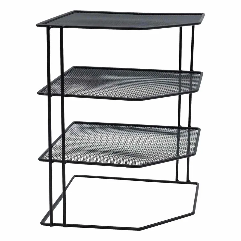 Επιτραπέζιο Γωνιακό Ράφι 4 Επιπέδων 22x22x30cm Άσπρο ή Μαύρο Μαύρο