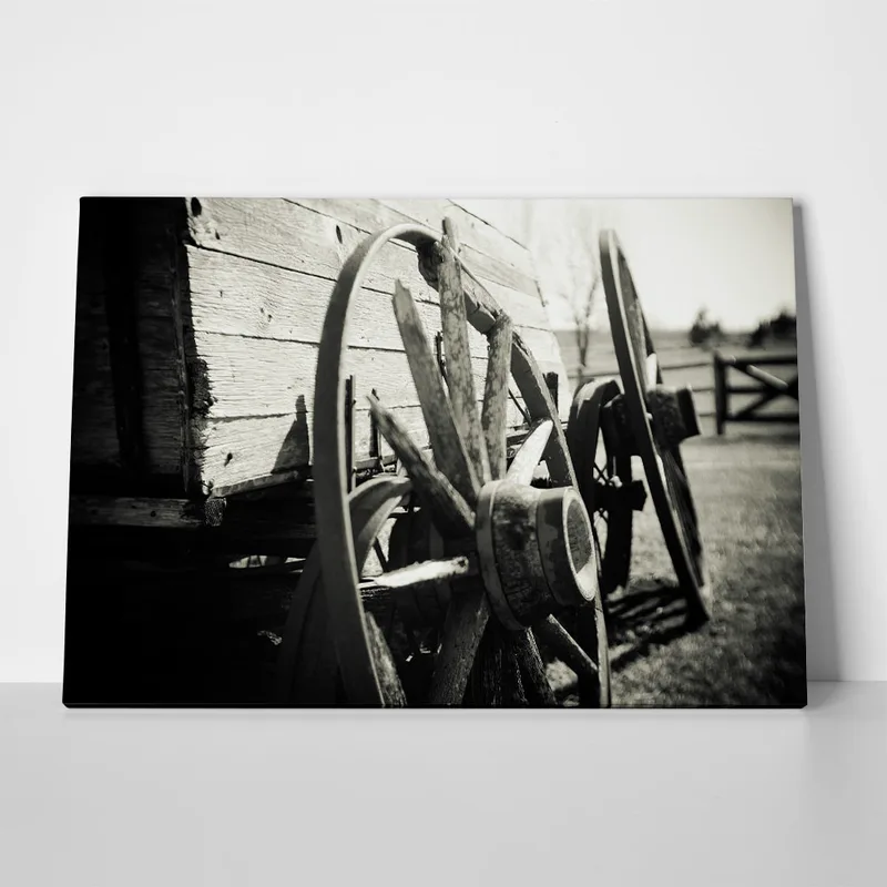 Πίνακας σε Καμβά RUSTIC FARMHOUSE OLD WHEELS 2